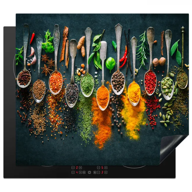 Induction hob cover - Herbs - Spices - Spoons