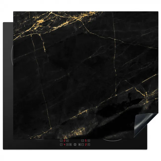 Induction hob cover - Golden Lightning in Ebony