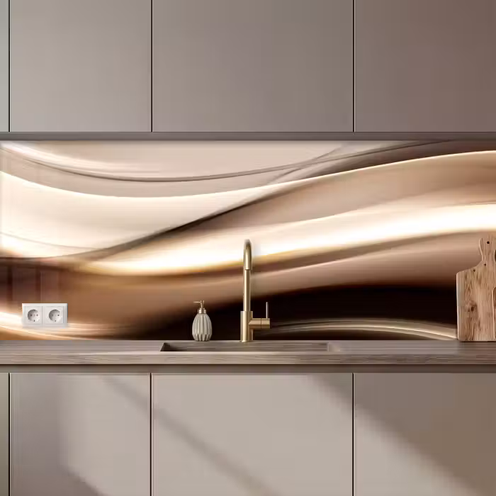 Kitchen splashback - Waves - Abstract - Warm Beige