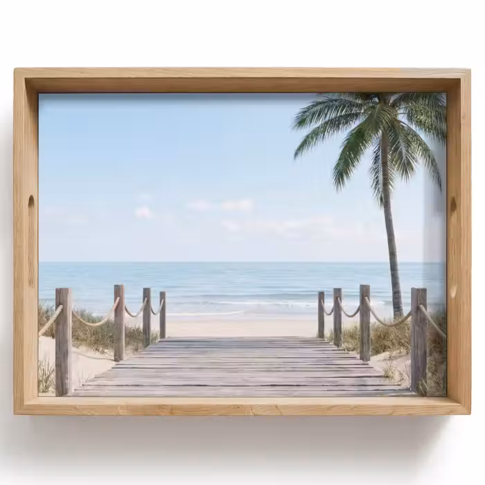Tray - Palm trees - Path - Horizon