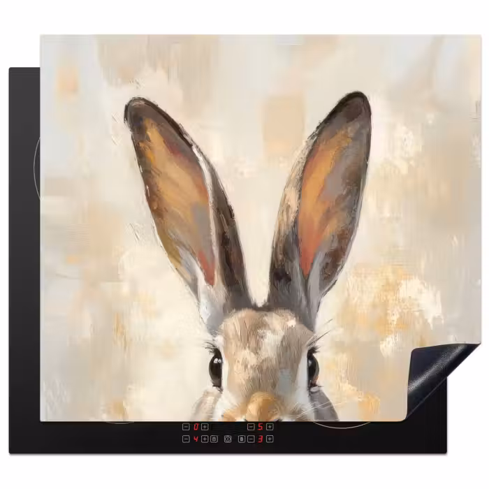 Induction hob cover - Hare - Ears - Brown