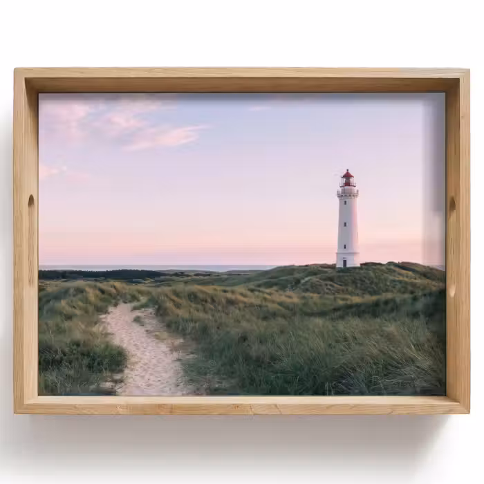 Tray - Lighthouse - Dune landscape - Sea