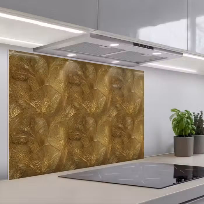 Kitchen splashback for hob - Organic - Lines - Gold