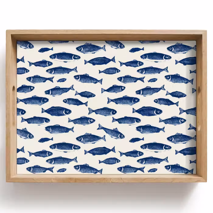 Tray - Fish - Pattern - Blue - White