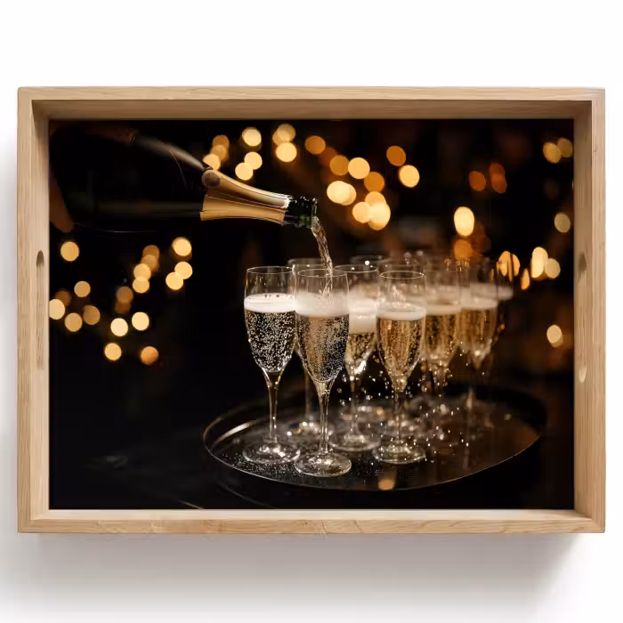 Tray - Lichter - Champagner - Gläser