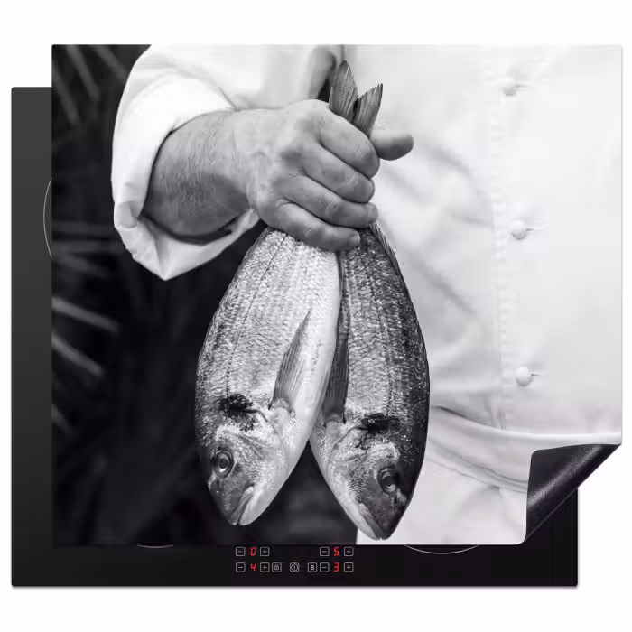 Induction hob protector - Fishing - Chef - Black - White