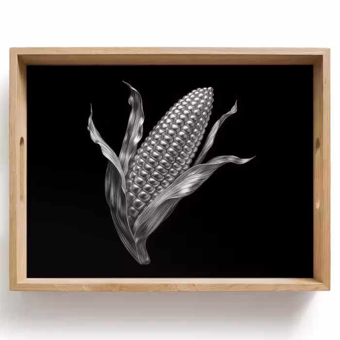 Tray - Corn cob - Shiny metal - Elegant