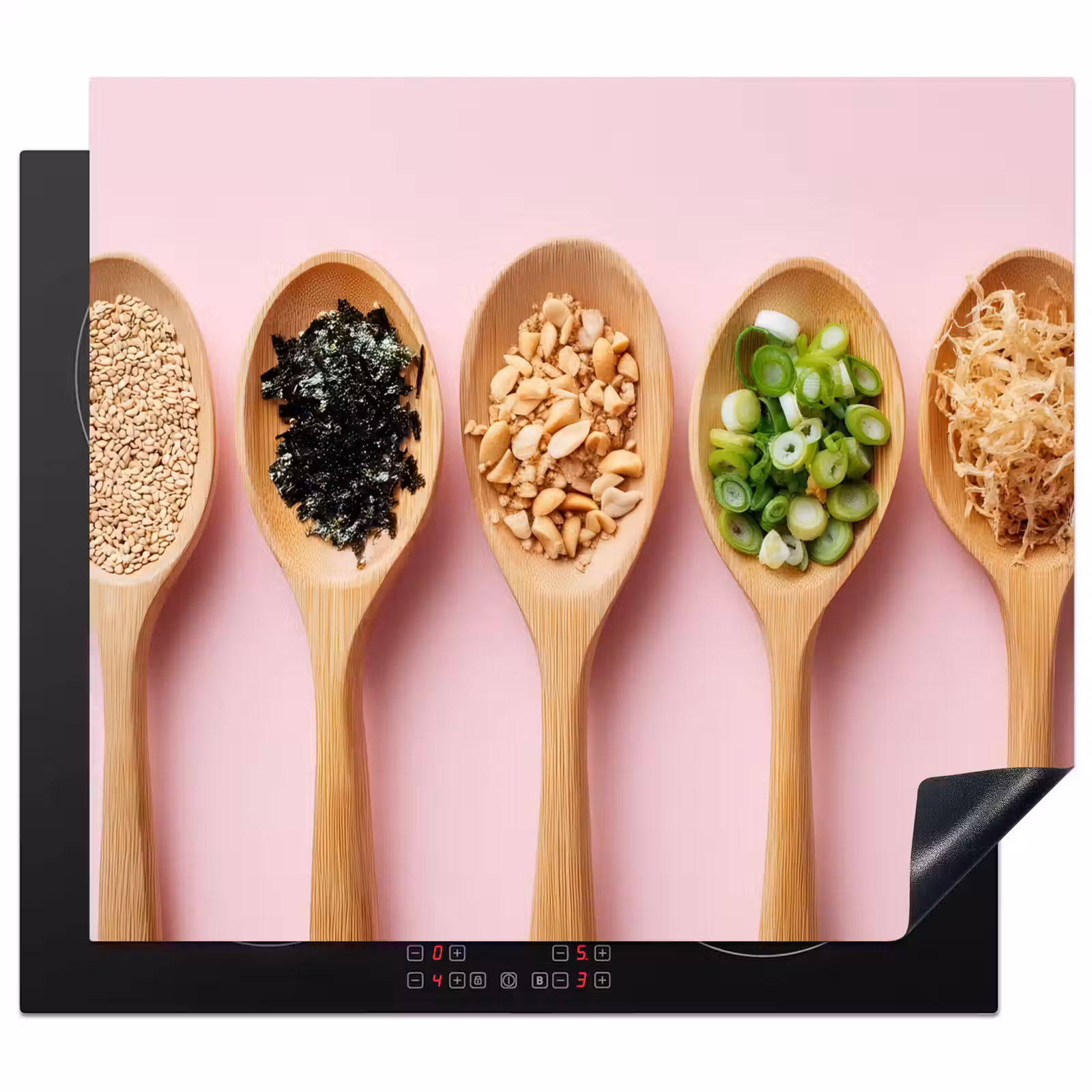 Induction hob protector - Ingredients - Spoons - Wood - Pink — 1