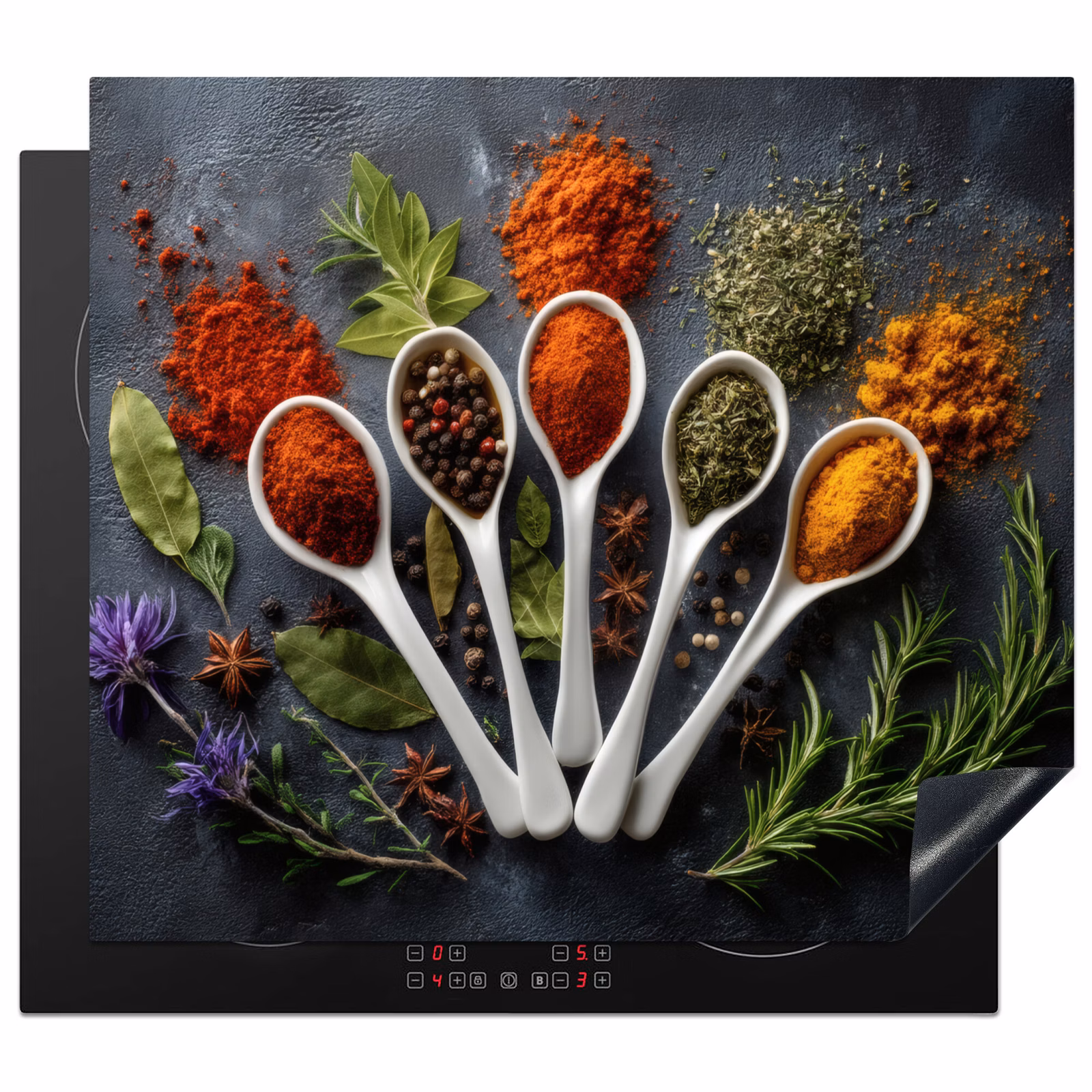 Induction hob protector - Spoons - White - Powder - Spices — 1