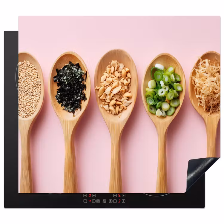 Induction hob protector - Ingredients - Spoons - Wood - Pink — 1