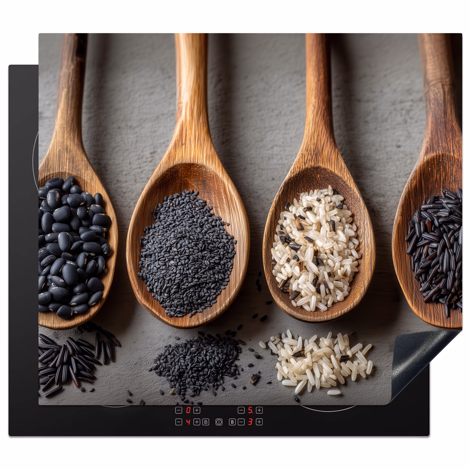 Induction hob protector - Wooden - Spoons - Rice - Seeds — 1
