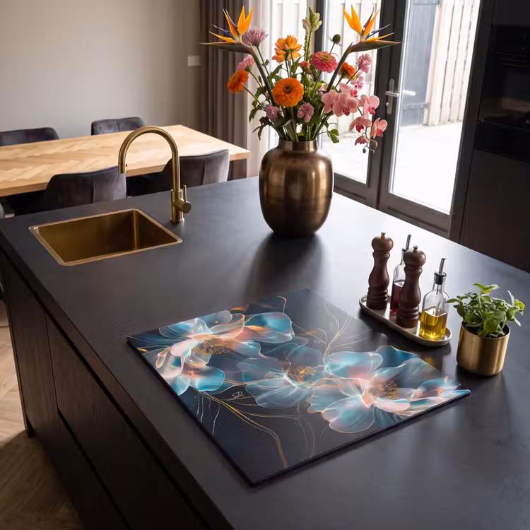 Induction hob protector - Luminous Flora at Night — 2
