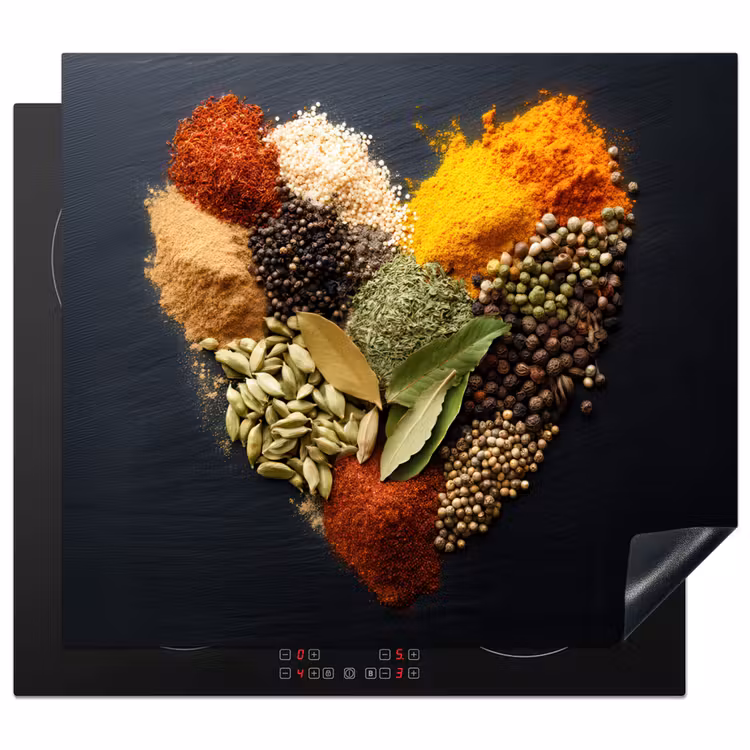 Induction hob protector - Spices - Mix - Heart Shape - Black — 1
