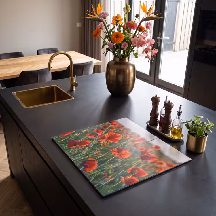 Induction hob protector - Poppies at Sunset — 2