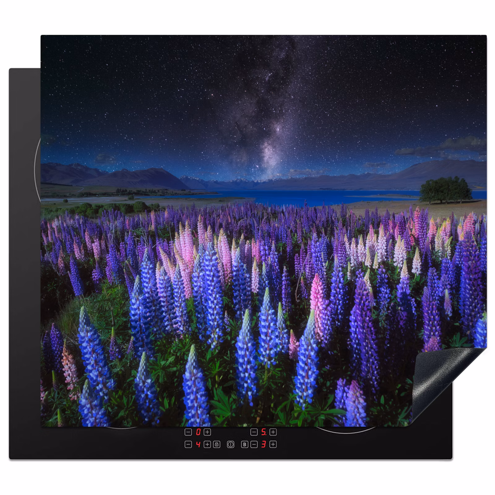 Induction hob protector - Starlight over Lupin Field — 1