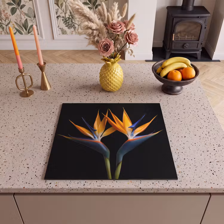 Induction hob protector - Bird of Paradise Flower Symmetry — 3