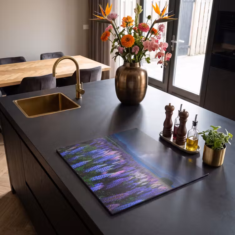 Induction hob protector - Starlight over Lupin Field — 2