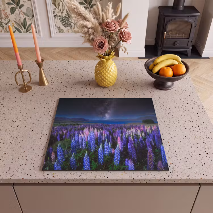 Induction hob protector - Starlight over Lupin Field — 3
