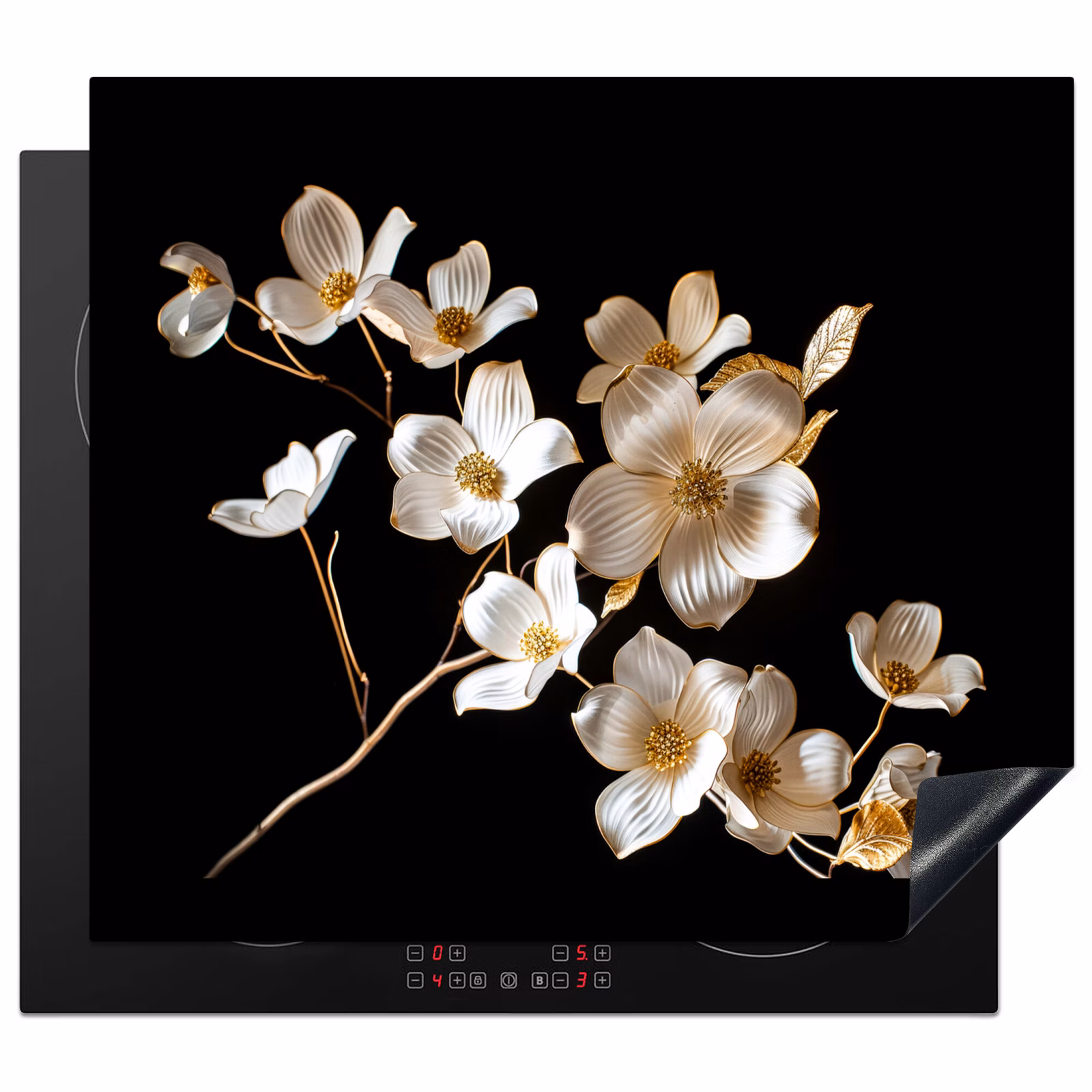 Induction hob protector - Elegance in Ivory and Gold — 1
