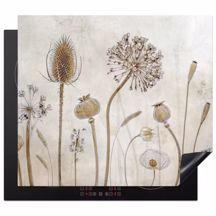 Induction hob protector - Botanical Elegance in Sepia — 1