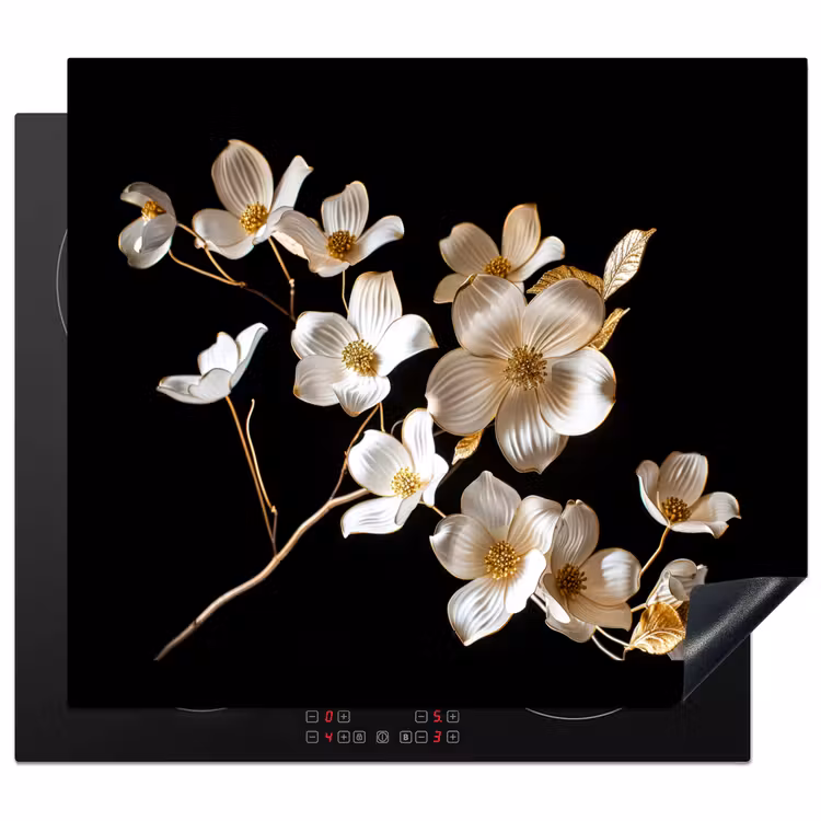 Induction hob protector - Elegance in Ivory and Gold — 1