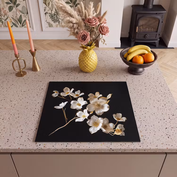Induction hob protector - Elegance in Ivory and Gold — 3