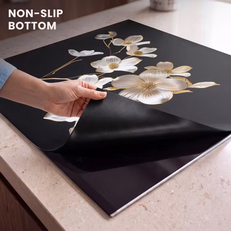 Induction hob protector - Elegance in Ivory and Gold — 5