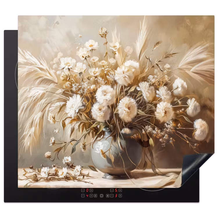 Induction hob protector - Flowers - Vase - Still Life - Beige — 1