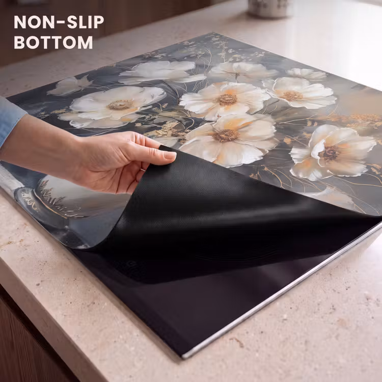 Induction hob protector - Flowers - White - Vase - Modern — 5