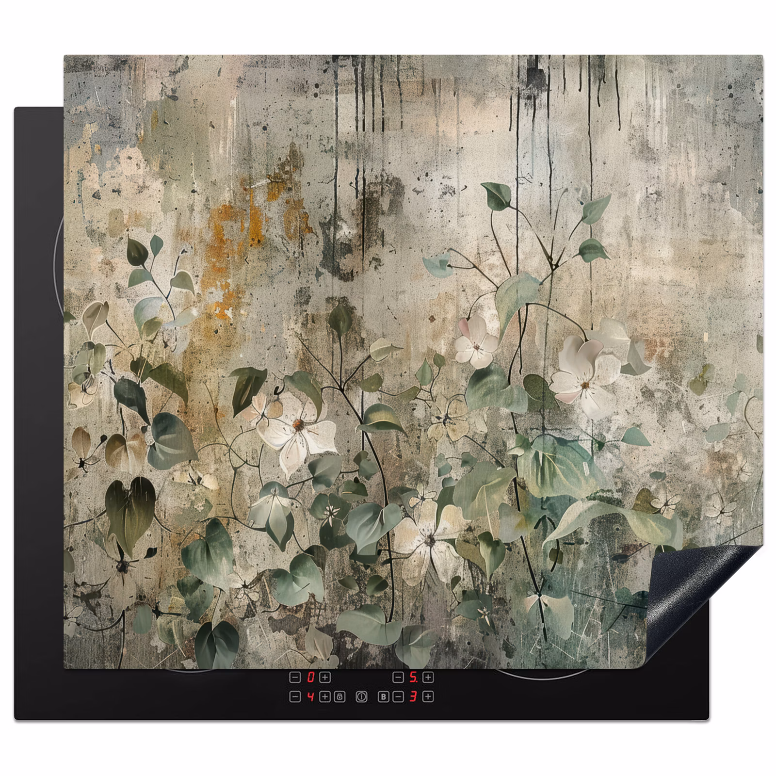 Induction hob protector - Flowers - Leaves - Abstract - Modern — 1