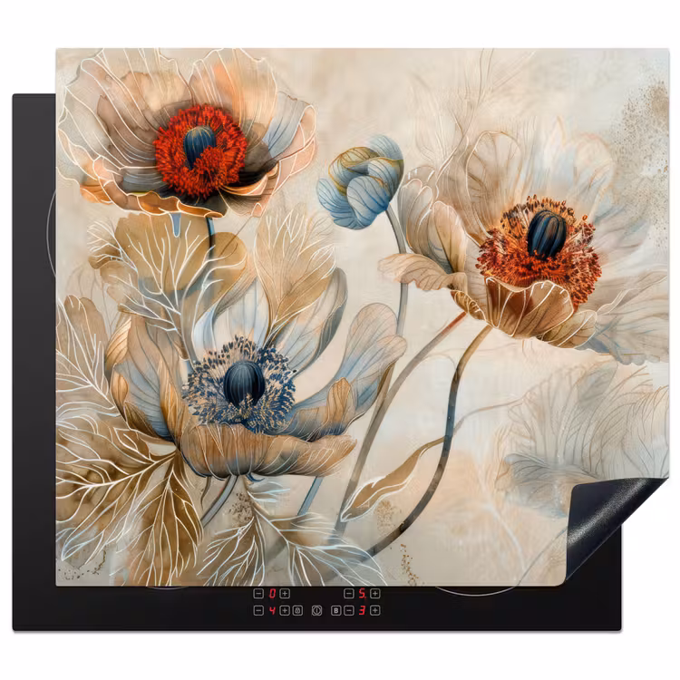 Induction hob protector - Flowers - Beige - Modern - Illustration — 1