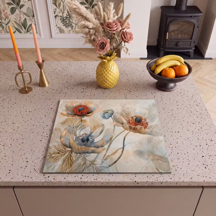 Induction hob protector - Flowers - Beige - Modern - Illustration — 3