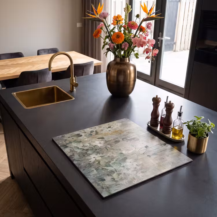 Induction hob protector - Flowers - Leaves - Abstract - Modern — 2