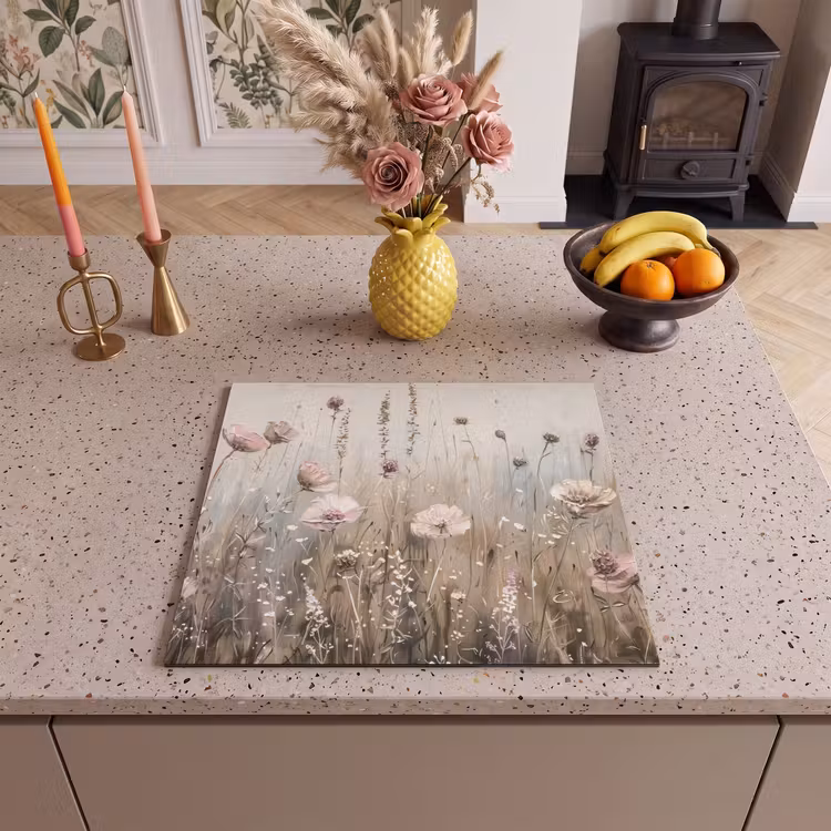 Induction hob protector - Flowers - Pink - Modern - Beige — 3