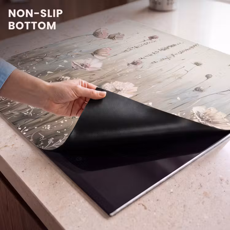 Induction hob protector - Flowers - Pink - Modern - Beige — 5