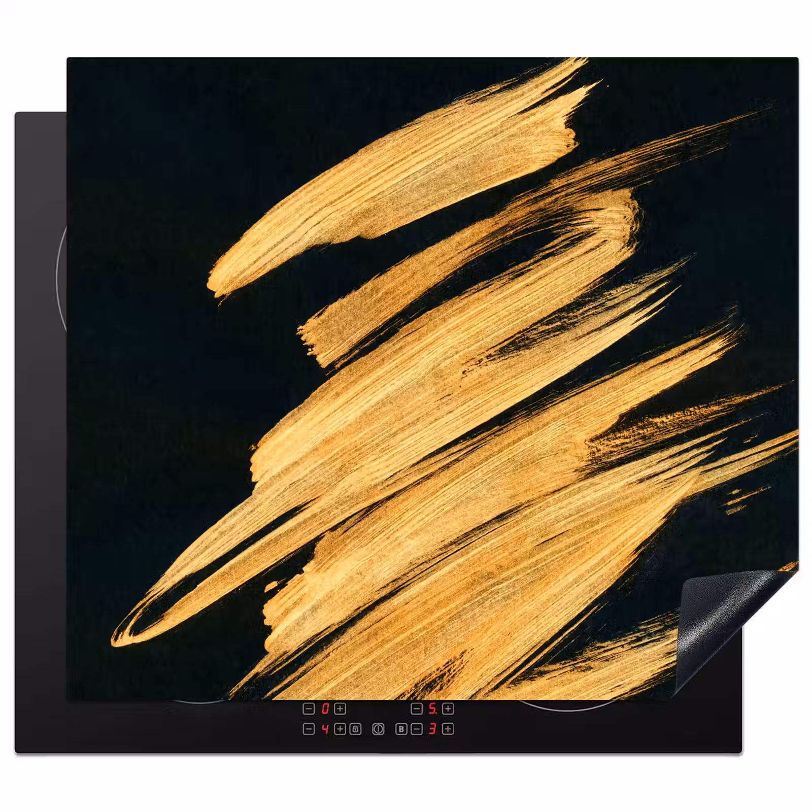 Induction hob protector - Golden Strokes: Brush and Elegance — 1