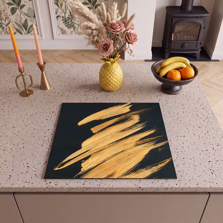 Induction hob protector - Golden Strokes: Brush and Elegance — 3