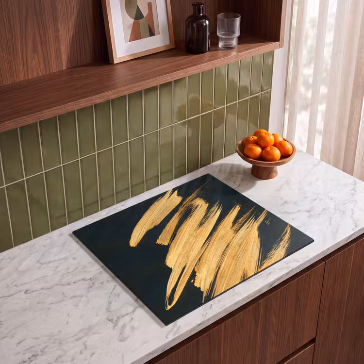 Induction hob protector - Golden Strokes: Brush and Elegance — 4