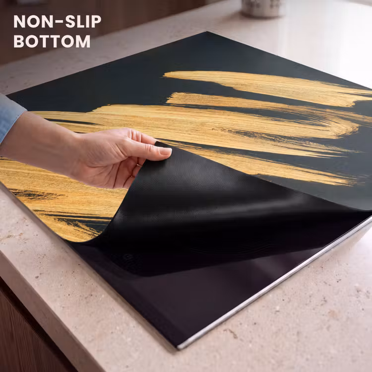 Induction hob protector - Golden Strokes: Brush and Elegance — 5