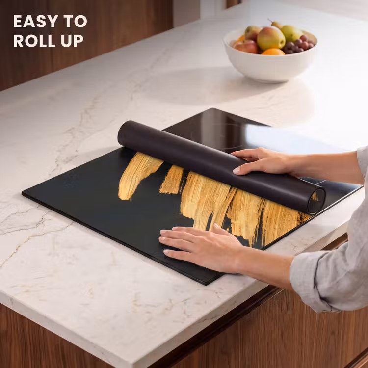 Induction hob protector - Golden Strokes: Brush and Elegance — 6