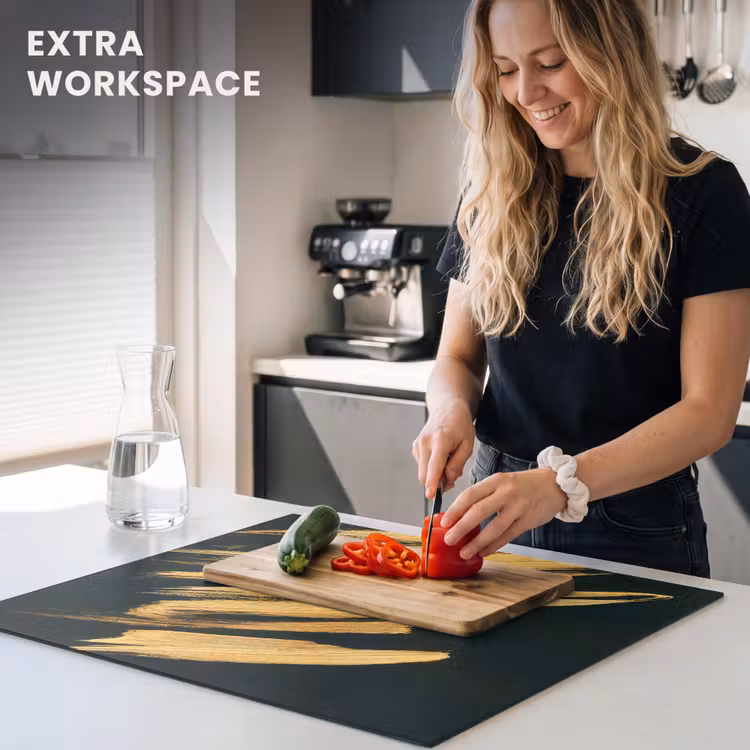 Induction hob protector - Golden Strokes: Brush and Elegance — 7