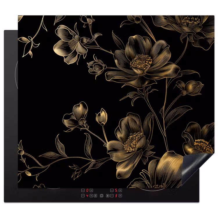 Induction hob protector - Midnight Garden in Monochrome Gold — 1