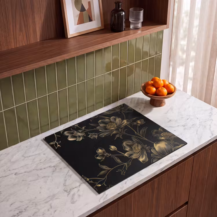 Induction hob protector - Midnight Garden in Monochrome Gold — 4
