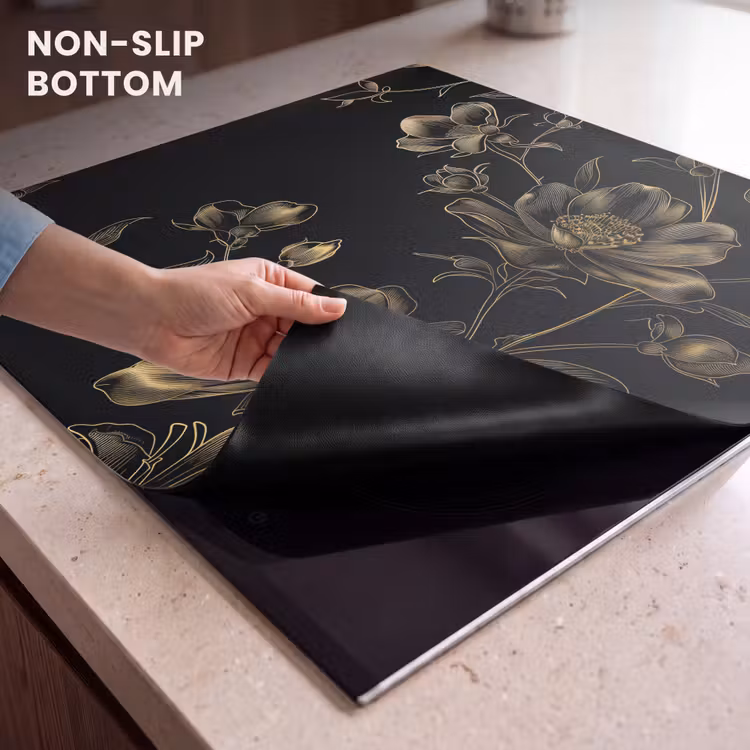 Induction hob protector - Midnight Garden in Monochrome Gold — 5