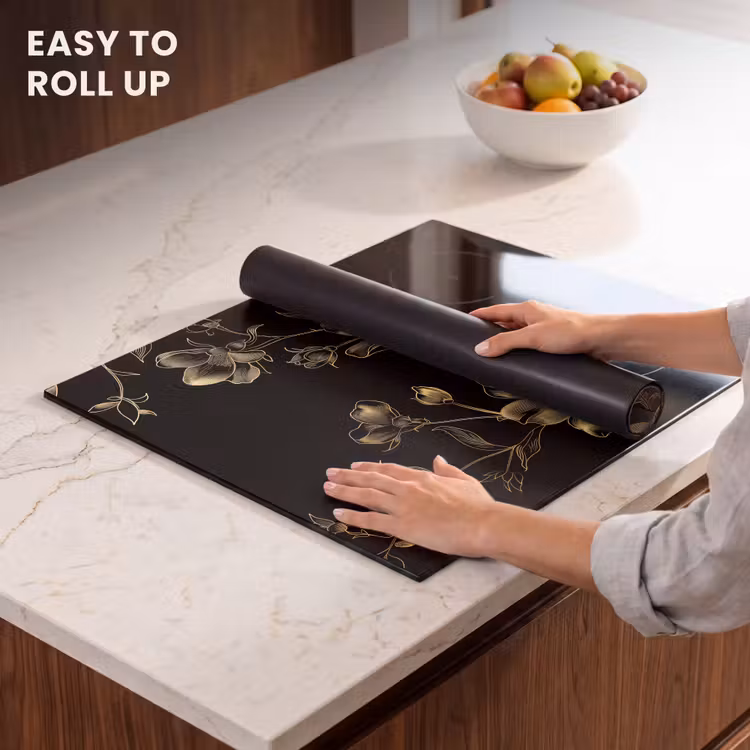 Induction hob protector - Midnight Garden in Monochrome Gold — 6