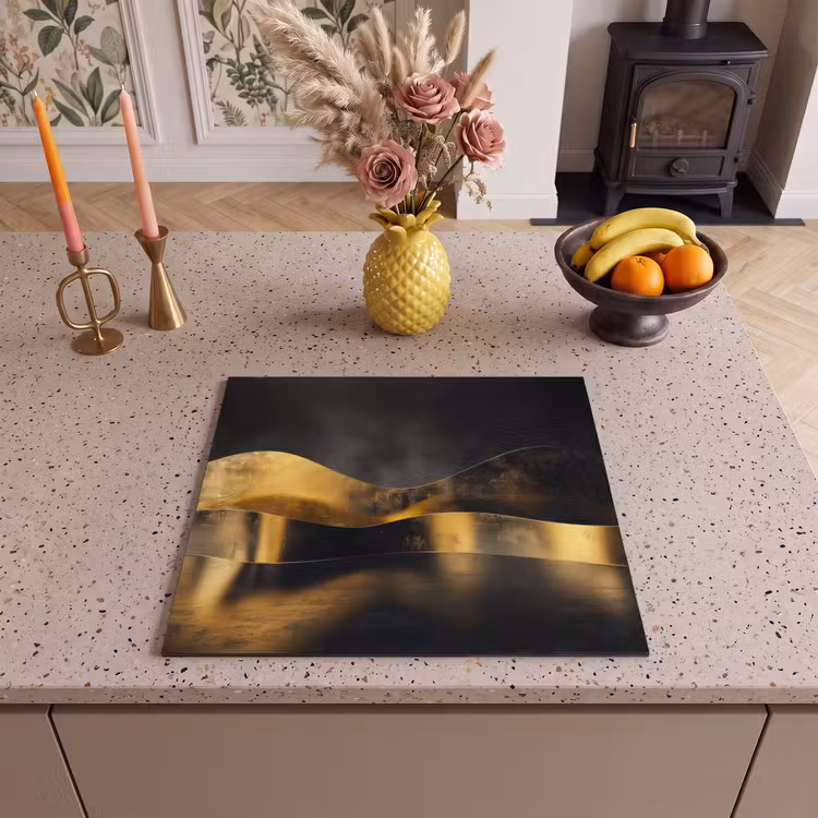 Induction hob protector - Waves of Gold and Shadow — 3