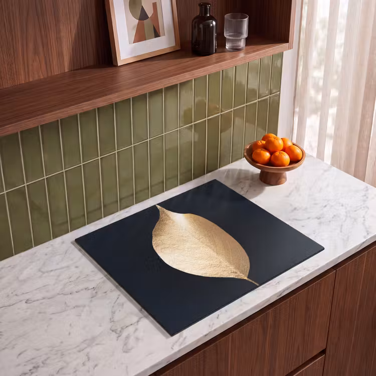 Induction hob protector - Solitary Leaf in Gold — 4