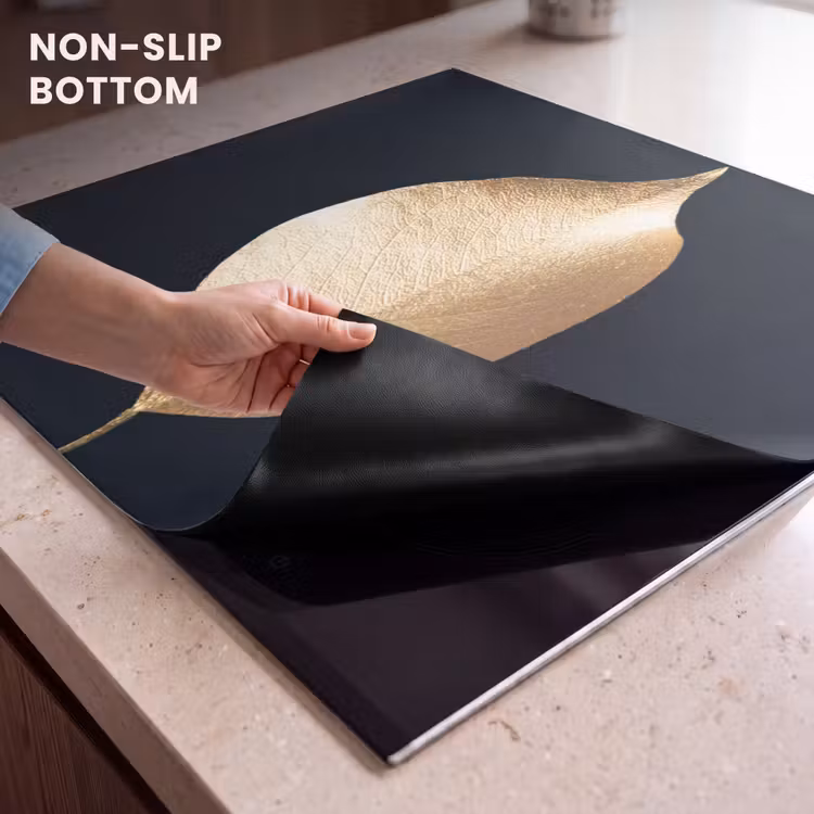 Induction hob protector - Solitary Leaf in Gold — 5