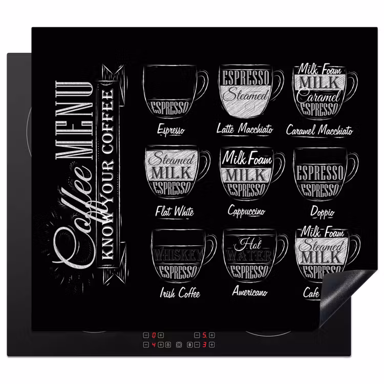 Induction hob protector - Black and White Menu Art of Coffee Specialties — 1