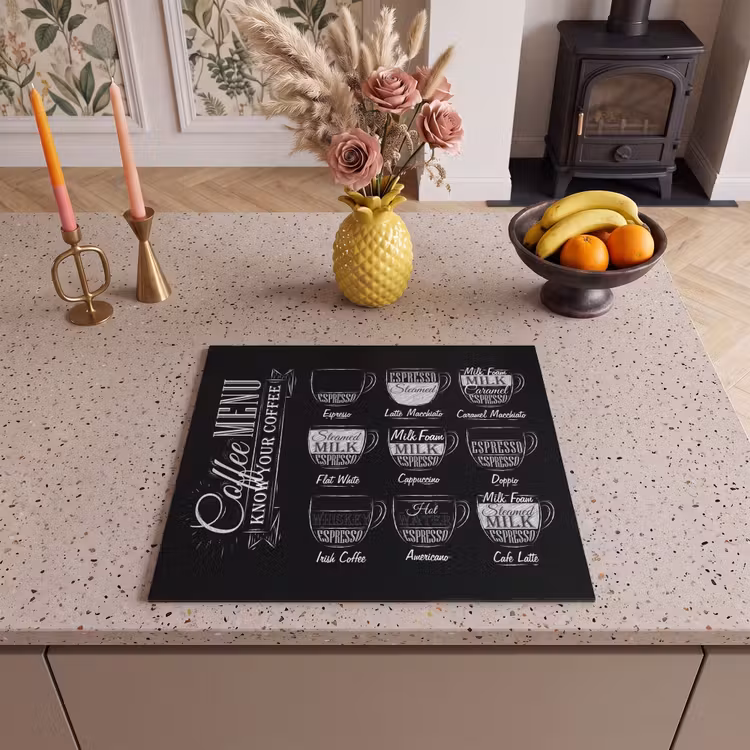 Induction hob protector - Black and White Menu Art of Coffee Specialties — 3